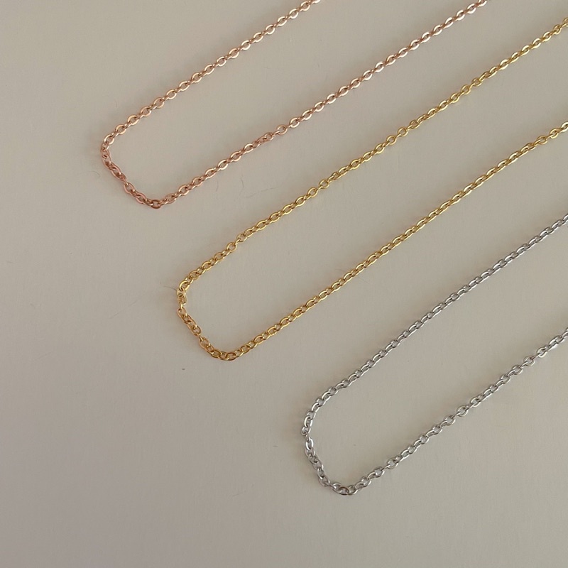 shellandgold - สร้อยคอแบบเรียบ วัสดุเป็นสแตนเลส ไม่ลอกไม่ดำ ทนทาน มีให้เลือก 3 สี