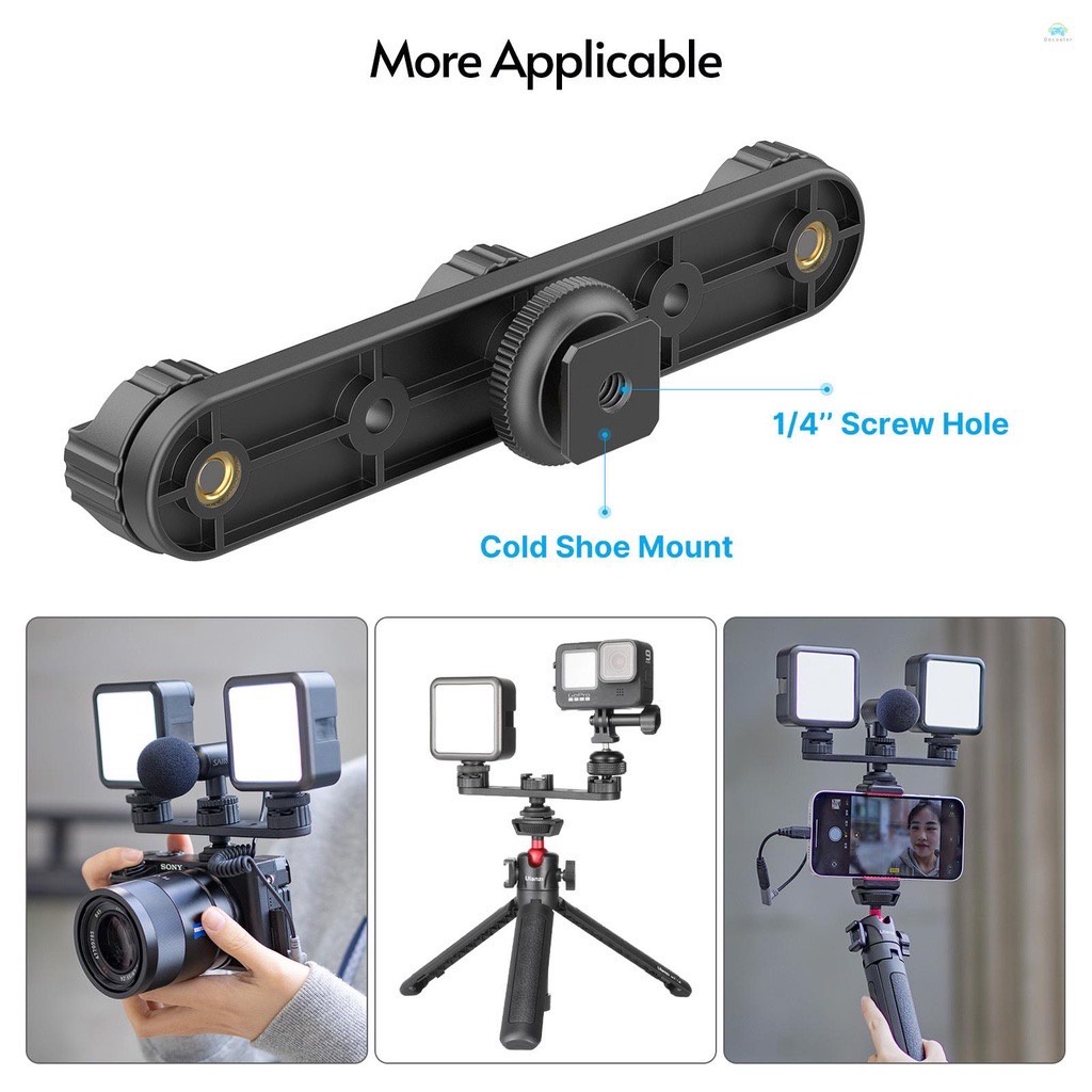 Ulanzi PT-23 อุปกรณ์เมาท์ขาตั้งพร้อมช่องไมโครโฟน 3 Cold Shoe Mounts 180 หมุนได้สําหรับติดตั้งไฟ Led วิดีโอ