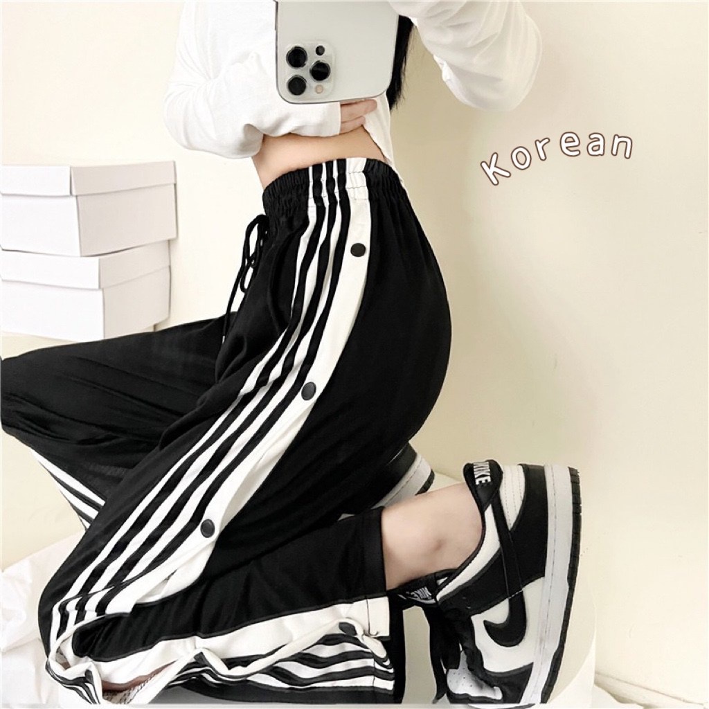 Korean กางเกง adidas วอมผ้านิ่ม เลกกิ้ง ขากระดุม ทรงสวยโรเซ่ สุดฮิตวัยรุ่นมากๆใส่สบายๆวันชิวๆ 1146
