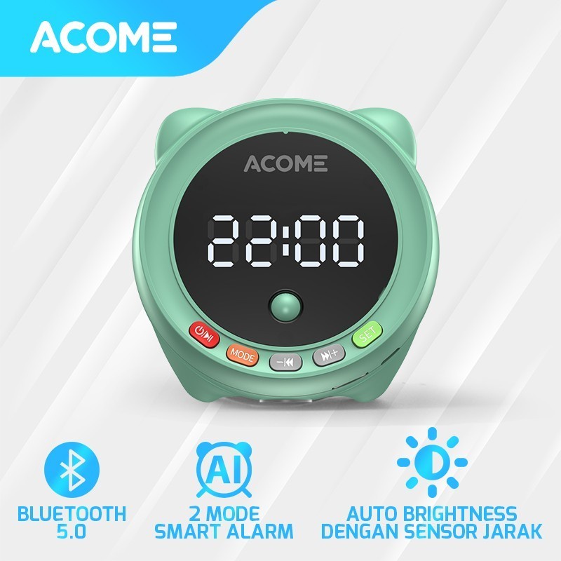 Acome A9 Green - ลําโพงบลูทูธ 5.0 เซนเซอร์เตือนความสว่างอัตโนมัติ