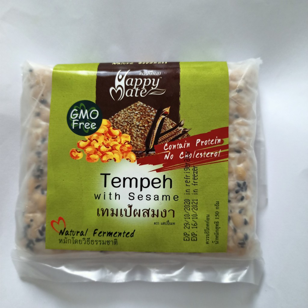 Happy Mate Tempeh With Sesame เทมเป้ผสมงา อาหารแทนเนื้อสัตว์ เจ มังสวิรัต วีแกน พร้อมทาน