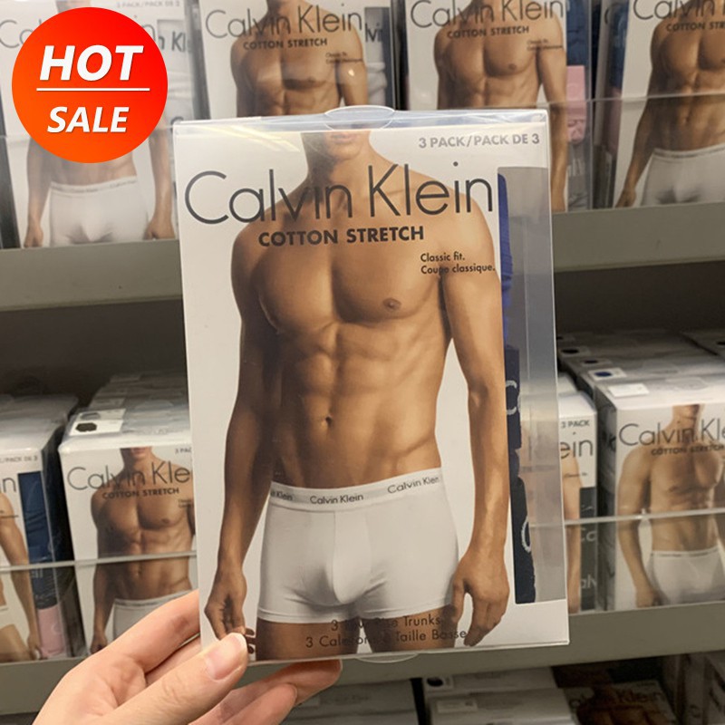 Calvin klein  กางเกงในชาย CK แบรนด์แท้ 100% ระบายอากาศได้ดี มีความเย็นสบาย ใสสบาย(ทรงกางเกง) ใน1กล่องมี3ชิ้น ck01