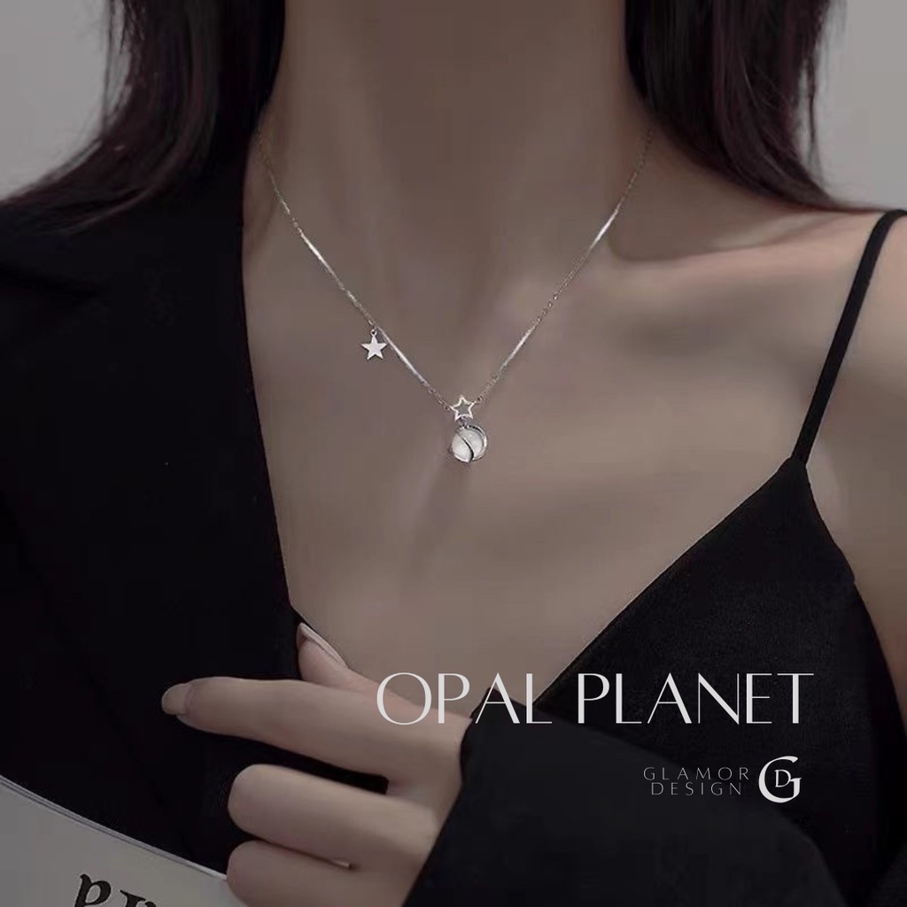 GLAMOR สร้อยคอเงิน OPAL PLANET สร้อยหินโมรา ของขวัญให้แฟน สไตล์ใหม่ ขายดี สร้อยคอสวยๆ