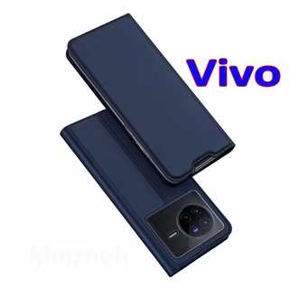 DUX DUCIS For Vivo V25 V25e Y22 Y22S Y35 X80 Pro Y16 Y02S เคสมือถือ แบบหนัง ฝาพับ สําหรับ