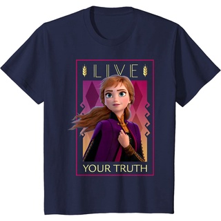 แขนสั้นcrew neckเสื้อยืดแขนสั้นลําลอง ผ้าฝ้าย พิมพ์ลาย Disney Frozen 2 Live Your Truth แฟชั่นสําหรับผู้ชายS-XXXXL