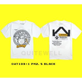 เสื้อยืดโอเวอร์ไซส์QWT108-2  PM2.5 WHITES-3XL