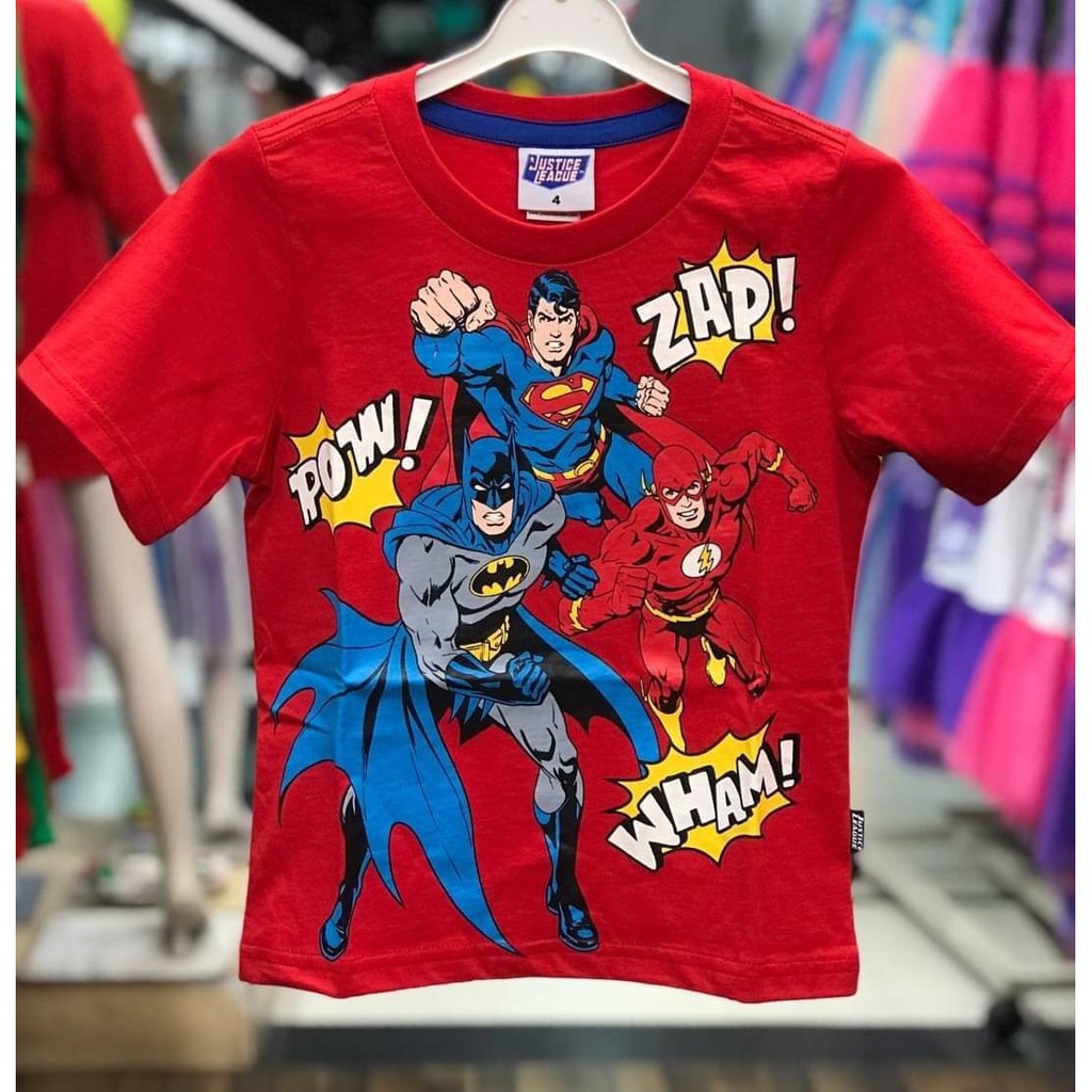 เสื้อเด็ก Justice league สกรีนลาย ลิขสิทธฺ์แท้ Justice league อายุ 4-11 ขวบ