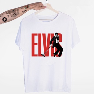 ผ้าฝ้ายแท้Elvis Presley King Of Rock เสื้อยืดลําลอง แขนสั้น คอกลม แฟชั่นสําหรับผู้ชาย 2022S-4XL