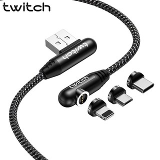 Twitch สายชาร์จแม่เหล็กไฟฟ้า Micro USB Type C 90 องศา สีดํา แดง น้ําเงิน สําหรับโทรศัพท์มือถือ