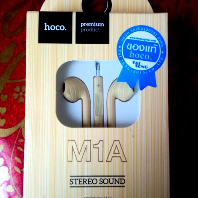 Hoco หูฟัง stereo ของแท้ หูฟังลายไม้