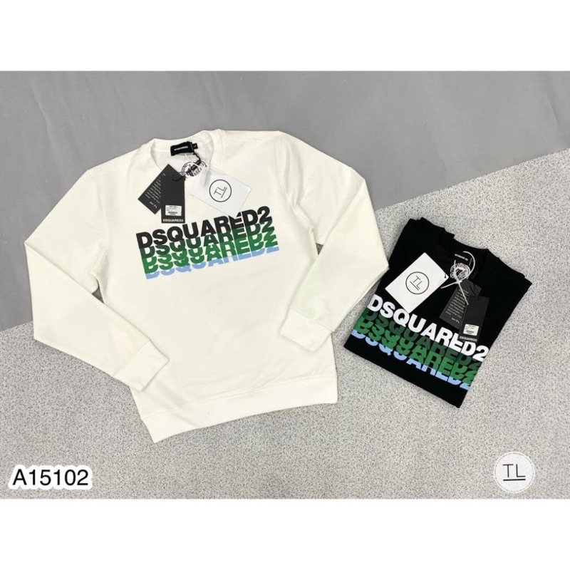 เสื้อสเวตเตอร์ Dsquared ตัวอักษรเปลี่ยนสีเขียว เสื้อเชิ้ตแขนยาวคอกลม dsquared2 Ht