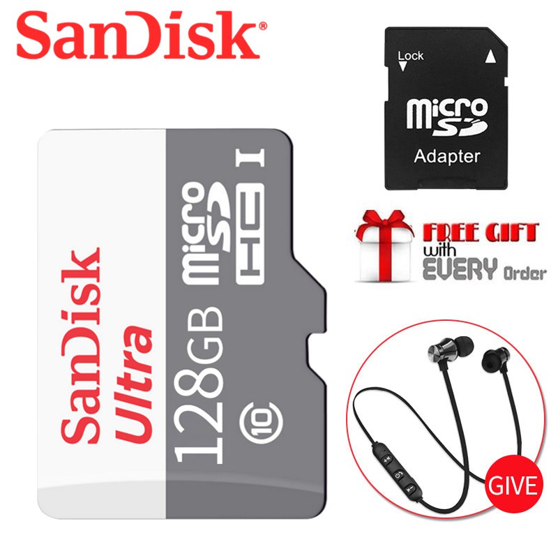 【พร้อมชุดหูฟังบลูทู ธ ฟรี】SanDisk sd card Extreme pro Memory Card 32GB 64GB 128GB 96MB/s A2 Class 10 MicroSD TF Card