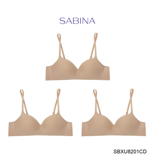 Sabina ซาบีน่า เสื้อชั้นใน INVISIBLE WIRE (Set 3 ชิ้น) (ไร้โครง) SEAMLESS FIT รุ่น Pretty Perfect รหัส SBXU8201CD สีเนื้อเข้ม