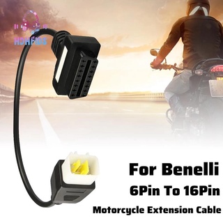 สายเคเบิ้ลอะแดปเตอร์วินิจฉัยรถจักรยานยนต์ 6 Pin To Obd2 16 Pin สําหรับ Benelli Delphi Ecu