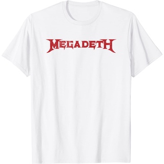 เสื้อยืดสีขาวเสื้อยืด คอกลม ผ้าฝ้าย พิมพ์ลายโลโก้ Megadeth – Distressed สีแดง แฟชั่นฤดูร้อน คุณภาพดีS-4XL