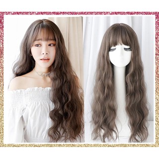 MORA วิกผม วิกผมยาว วิกผมหน้าม้า ผมปลอม Wig วิกผมเกาหลี สี Cold Brown 63 CM