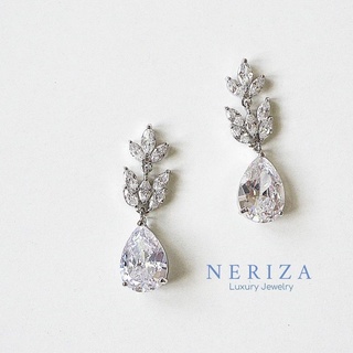 Neriza Jewelry/ ต่างหูระย้าเพชรสังเคราะห์ เครื่องประดับออกงาน จัดส่งฟรีพร้อมกล่อง NE004