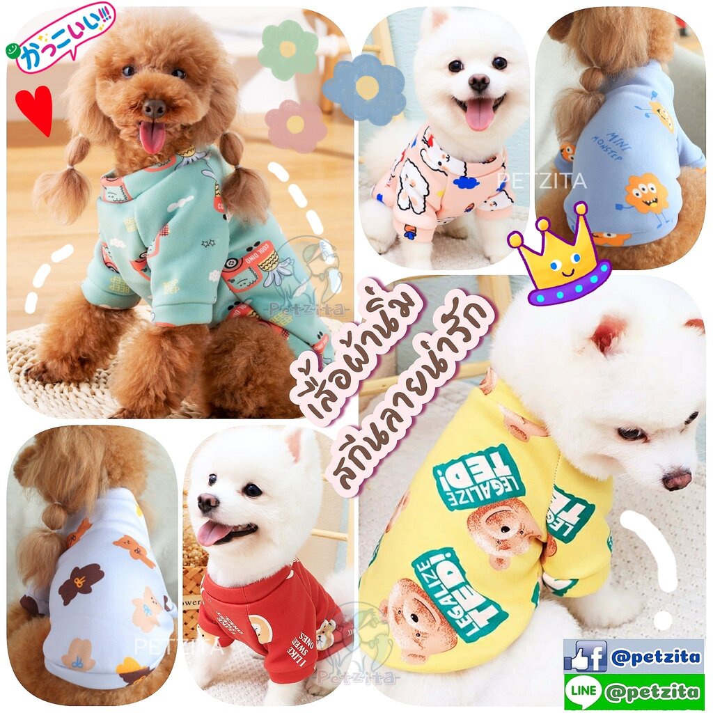 พร้อมส่ง เสื้อผ้านิ่มลายน่ารัก for pet เสื้อสุนัข หมา ชุดแมว