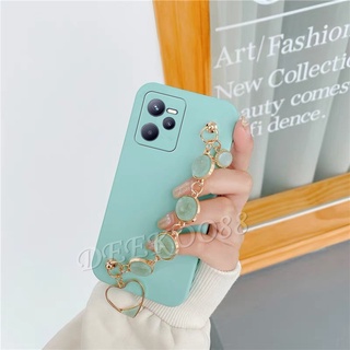 ใหม่ เคสโทรศัพท์ Realme C35 / 9 Pro+ / 9Pro / 9i New Handphone Casing Softcase Simple Color Silicone TPU Phone Case With Chain Back Cover RealmeC35 Realme9 9Pro Plus