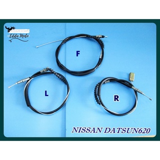 NISSAN DATSUN 620 HAND BRAKE CABLE "LONG" TYPE SET "GRADE A"  // สายเบรคมือ ช่วงยาว - หน้า รถยนต์ (3เส้น/ชุด)