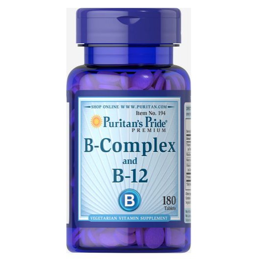 Vitamin B-Complex and Vitamin B-12 [ 180 เม็ด ] Puritan's Pride