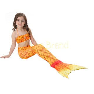 &lt; ส่งฟรี/พร้อมส่ง &gt; ชุดว่ายน้ำเด็ก ชุดเด็ก Mermaid Swiming เซ็ท 3 ชิ้น รุ่น Super Dot (Orange)