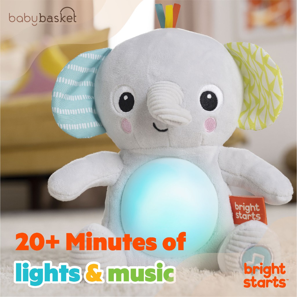 ของเล่นเด็ก ตุ๊กตา ช้าง Bright Starts Hug-A-Bye Baby Elephant มีไฟและเสียงดนตรี เสริมสร้างพัฒนาการ