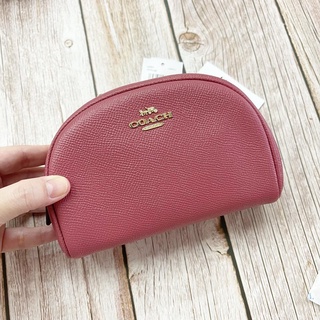 Coach ของแท้ กระเป๋าเครื่องสำอาง ทรงโดม สีชมพู Rouge พร้อมส่ง