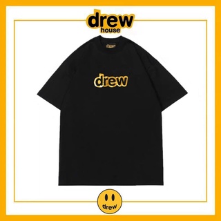 เสื้อยืดแขนสั้น ผ้าฝ้าย พิมพ์ลายตัวอักษร Drew smiley ทรงหลวม สไตล์สตรีท สําหรับผู้ชายS-5XL