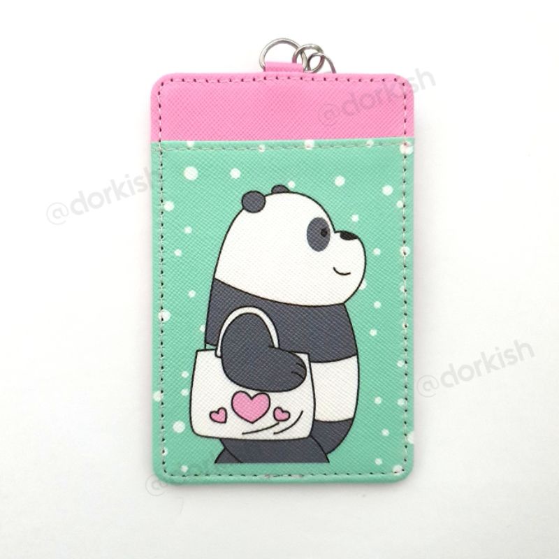 น่ารัก We Bare Bears Panda Bear Ezlink Card Holder พร้อมพวงกุญแจ