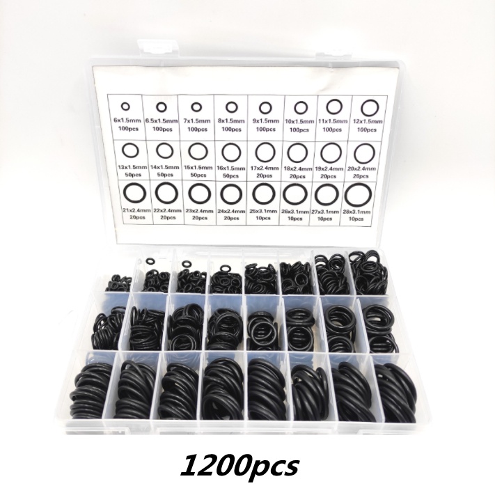 ชุดแหวนปิดผนึกทนอุณหภูมิสูงทนน้ํามัน Daquan 1200 ชิ้น O-Ring ปั๊มวาล์วก๊อกน้ําสากล O-Shaped แหวนยางปะเก็น