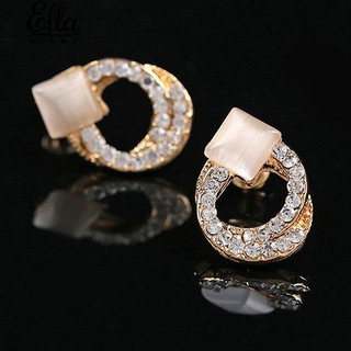 1 คู่สุภาพสตรีเลดี้ Elegant Crystal Ear Ear ต่างหูโกลด์