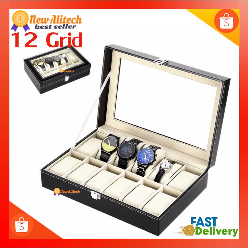 New Alitech C06 C08 Watch Box 3/6/10/12 Grid Leather Display Jewelry Case Organizer กล่องนาฬิกา กล่องเก็บนาฬิกาข้อมือ