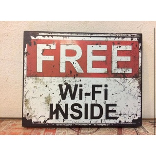 ป้ายไม้ FREE WiFi Inside