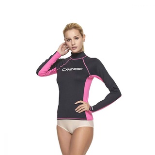 CRESSI RASH GUARD LADY LONG SLEEVES BLACK/PINK เสื้อแขนยาวดำน้ำสำหรับผู้หญิง