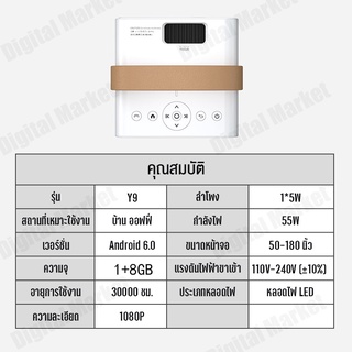 โปรเจคเตอร์ โปรเจคเตอร์มินิ Y9 Projector Android WIFI mini projector เครื่องฉายโปรเจคเตอร์ รับประกัน3ปี img 2
