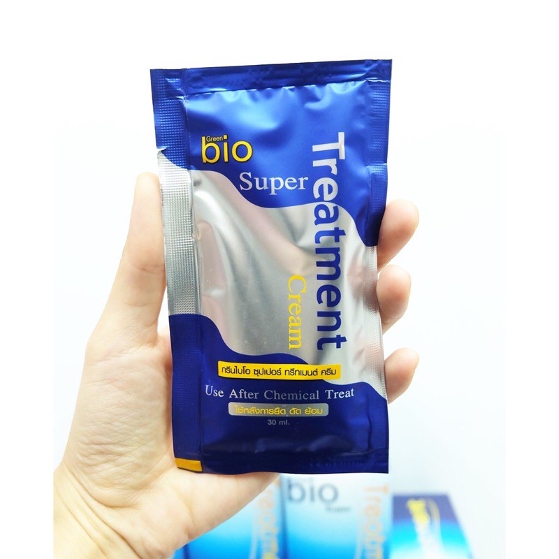 ๅ(1ซอง) ครีมหมักผม ซองฟ้า GREEN BIO SUPER TREATMENT CREAM