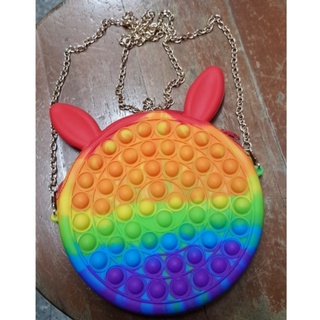 กระเป๋าใหม่ Rainbow Color หนู Pioneer Animal Style Unzip Bubble Toy Bag กระเปําป้อบอิท ใหญ่