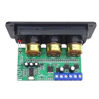 แอมป์จิ๋วบลูทูธ Bluetooth5.0 ช่องซ้ายและขวา 2×20W ปรับเสียงเบสสูงและต่ำ 12V-18V 3A บอร์ดขยายเสียงดิจิตอล