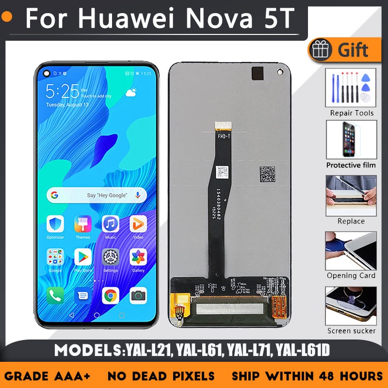 สําหรับ Huawei nova 5T จอแสดงผล LCD YAL-L21 YAL-L61 YAL-L71 YAL-L61D Touch Glass Screen Assembly เปล