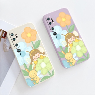 เคส  สาวกระต่าย  มือถือ Square Liquid Silicone Case For Xiaomi Mi Note 10 10Pro 9T 9TPro 9 8 Poco F3 Poco F2Pro Poco X2 pro Soft Phone Cover Case