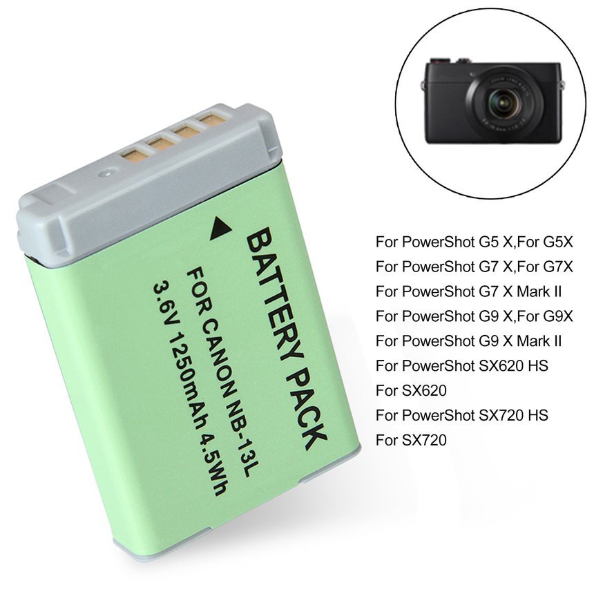 แบตเตอรี่และแท่นชาร์จ NB-13L สำหรับ PowerShot G1 X Mark III, G7 X, G7 X Mark II, G9 X, SX720 HS, SX7