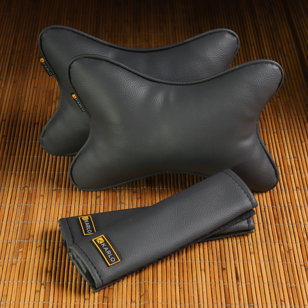 Karlo Grey Car Pillow & Seatbelt Cover Package