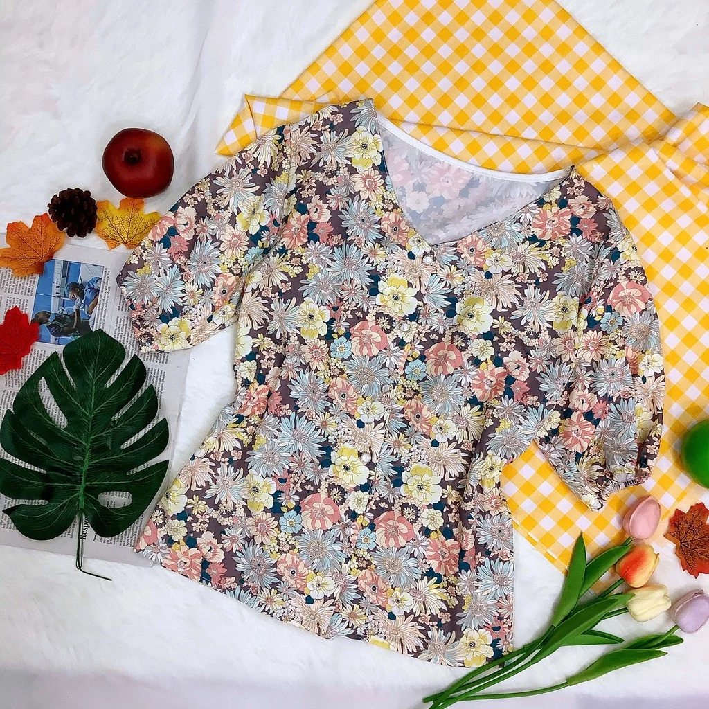 เสื้อเชิ้ตผญ เเฟชั่นเกาหลี เเขนสั้นผญ เเฟชั่นผญ เสื้อลายดอก227# thumbnail 9