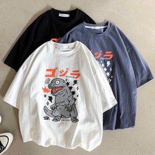 Summer new mens round neck T-shirt cartoon oversized printing fashion all-match student short-sleeved top