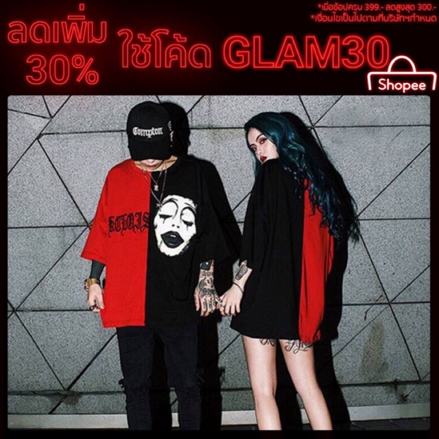 hip-hop 30%Street โค้ด GLAM หลวมเสื้อผ้าแบรนด์น้ำเมตตา ยุโรปและสหรัฐอเมริกาแนวโน้มนักเรียน Harajuku ลด