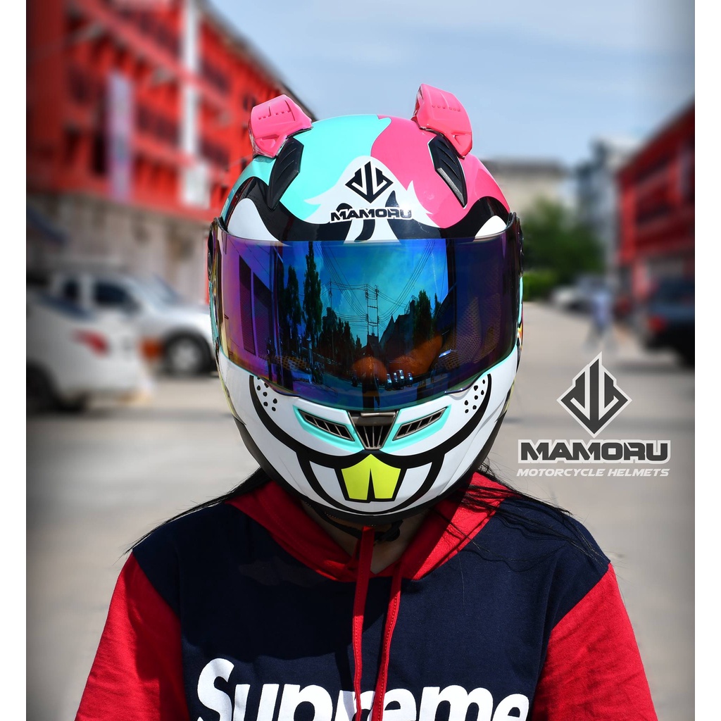 หมวกกันน็อค MAMORU ลาย กระต่าย Rabbot พร้อมหู หมวกกันน็อก รูปที่ 2