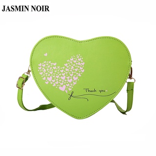 Jasmin Noir กระเป๋าสะพายข้าง หนัง PU พิมพ์ลายหัวใจ สําหรับผู้หญิง