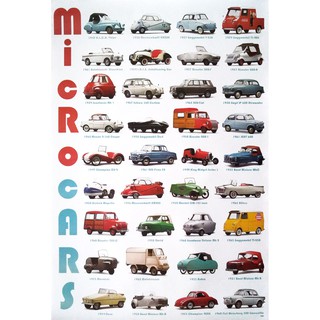 โปสเตอร์ รูปถ่าย รถยนต์ MICRO CARS Series One 1947-1967 POSTER 24”X35” Inch Retro Vintage Antique 36 Models