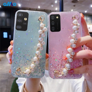 เคสโทรศัพท์มือถือซิลิโคนลายดาวประดับมุกสําหรับ Samsung Galaxy A22 A52 A72 A32 A42 A02 M02 A02S A12 4G 5G